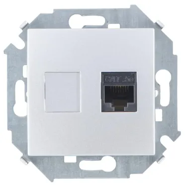 Simon 15 Алюминий Розетка компьютерная  RJ45 кат.5e (AMP) | 1591551-033 | Simon