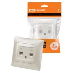                  Розетка телефонная RJ11 + компьютерная RJ45 перламутр "Лама" | SQ1815-0819 | TDM
               