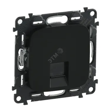 Valena ALLURE Информационная розетка одиночная RJ45 Кат 6 UTP С лицевой панелью Антрацит
