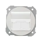 Розетка наклонная для передачи данных со шторкой на 2 разъема RJ45 белого цвета S88 | 88086-30 | Simon