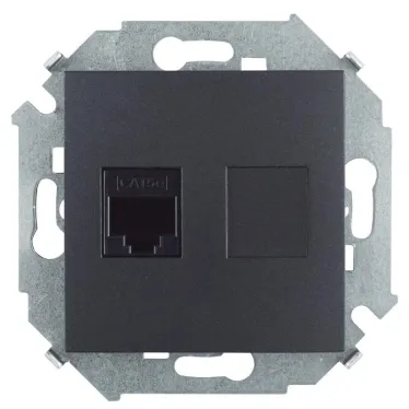 Simon 15 Графит Розетка компьютерная  RJ45 кат.5e (AMP) | 1591551-038 | Simon