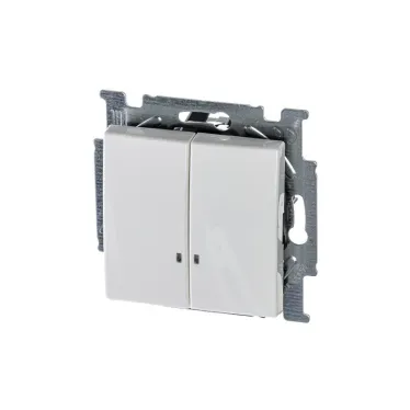 ABB Basic 55 Альп. белый Выключатель 2-клавишный с подсветкой | 1012-0-2154  | 2CKA001012A2154 | ABB