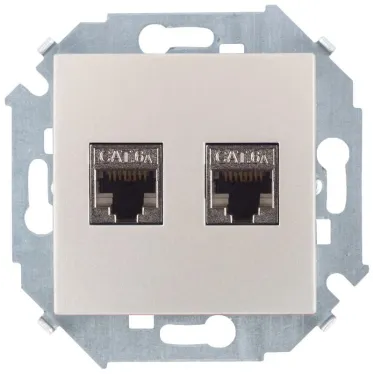Simon 15 Шампань Розетка компьютерная двойная RJ45 кат.6а (АМР, FTP) | 1591564-034 | Simon