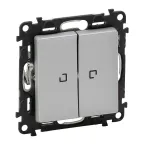                  Valena LIFE Переключатель двухклавишный 10АХ 250В с подсветкой С лицевой панелью Алюминий
               