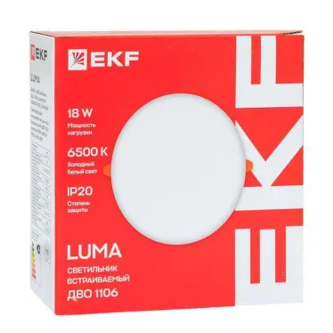 Светильник светодиодный ДВО 1106 круглый 18Вт 6500K IP20 LUMA EKF