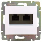                  VALENA Розетка компьютерная RJ45 категория 5 2 выхода UTP белая
               