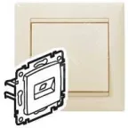                 Розетка компьютерная двойная RJ45 категория 6 UTP - Legrand Valena - с захватами - слоновая кость
               