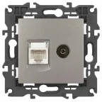 Розетка Elegance 14-3110-16 RJ45+TV, титан