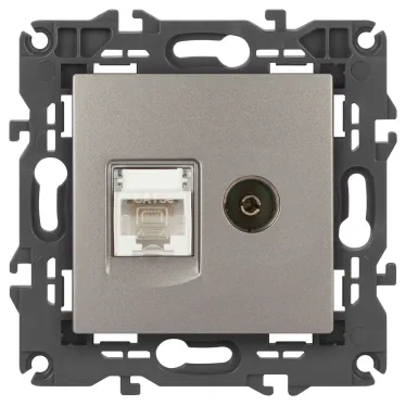 Розетка Elegance 14-3110-16 RJ45+TV, титан