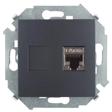 Simon 15 Графит Розетка компьютерная RJ45 кат.6а (АМР, FTP) | 1591563-038 | Simon