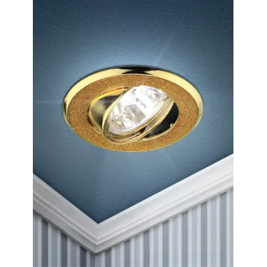 Светильник декор круглый со стеклянной крошкой MR16,12V/220V, 50W, золото/золот DK18 GD/SH YL