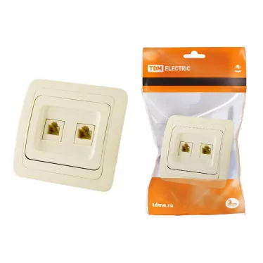Розетка компьютерная RJ-45 + TФ (RJ-11) сл. кость "Валдай" | SQ1804-0115 | TDM