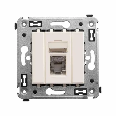 Компьютерная розетка RJ-45 в стену, кат.6 одинарная экранированная, "Avanti","Ванильная дымка" | 4405393 | DKC