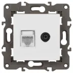                  Розетка Elegance 14-3110-01М RJ45+TV, белый матовый
               