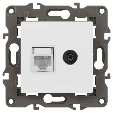 Розетка Elegance 14-3110-01М RJ45+TV, белый матовый