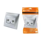 Розетка телефонная RJ11 + компьютерная RJ45 серебр. металлик "Лама"  | SQ1815-0219 | TDM