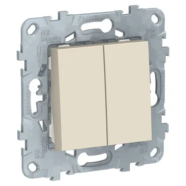 Unica New Бежевый Выключатель 2-клавишный, сх. 5, 10 AX, 250В, | NU521144 | Schneider Electric