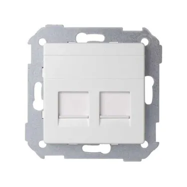 Розетка прямая для передачи данных со шторками на 2 разъема RJ45 белого матового цвета S82 Concept