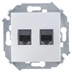 Simon 15 Алюминий Розетка компьютерная двойная RJ45 кат.5e (AMP) | 1591552-033 | Simon