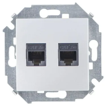 Simon 15 Алюминий Розетка компьютерная двойная RJ45 кат.5e (AMP) | 1591552-033 | Simon
