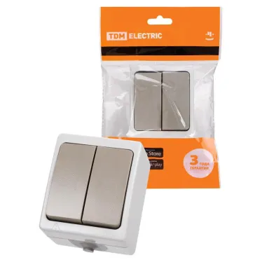 Выключатель 2-кл. открытой установки IP54 10А "Вуокса"  | SQ1803-0002 | TDM