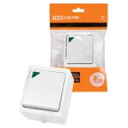 Выключатель 1-кл. с подсветкой открытой установки IP54 10А белый "Вуокса" | SQ1803-1004 | TDM