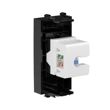 Avanti Компьютерная розетка RJ-45 без шторки модульная кат.5е Черный квадрат 1 модуль