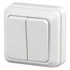 2Э-104-01 Intro Выключатель двойной, 10А-250В, ОУ, б.м.п., Quadro, белый | Б0038839 | Intro