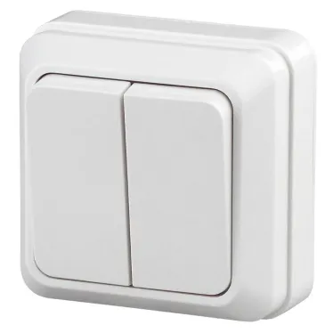 2Э-104-01 Intro Выключатель двойной, 10А-250В, ОУ, б.м.п., Quadro, белый | Б0038839 | Intro