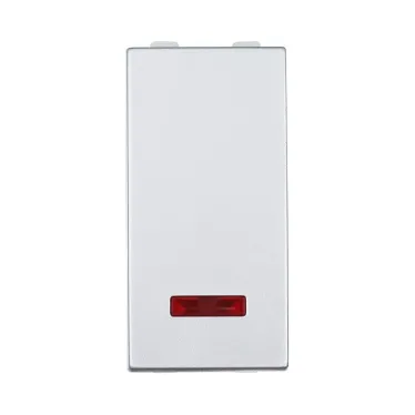 Переключатель с двух мест, с индикатором 45х22,5мм (схема 6L) 16 A, 250 B (серебристый металлик) LK45 | 850403-1 | Ecoplast