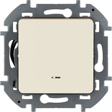 Выключатель одноклавишный с подсветкой/индикацией - Legrand Inspiria - 10А 250В безвинтовые зажимы - слоновая кость