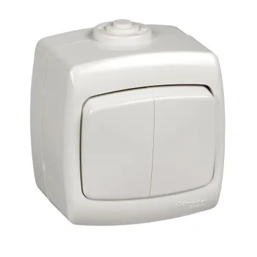 РОНДО О/У Белый Выключатель 2-клавишный 6А, IP44 | VA56-225B-BI | Schneider Electric