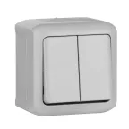 Quteo Переключатель двухклавишный наружный IP44 серый 10А