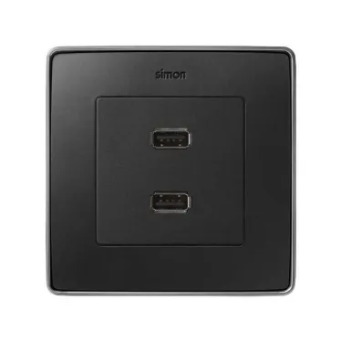 Simon 82 Накладка для коннектора 2*USB 2.0 типа А, "мама", S82, S82N, S82 Detail, графит | 8201090-038 | Simon