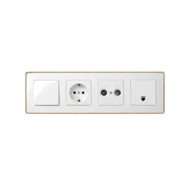 Simon 82 Рамка декоративная, 4 поста, Select, S82 Detail, белый-дерево (Бук) | 8201640-270 | Simon