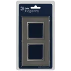 Рамка для розеток и выключателей Elegance 14-5102-16 на 2 поста, стекло, титан