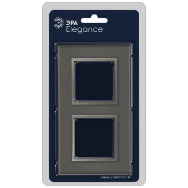 Рамка для розеток и выключателей Elegance 14-5102-16 на 2 поста, стекло, титан