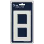 Рамка для розеток и выключателей Elegance 14-5102-01М на 2 поста, стекло, белый матовый+бел.