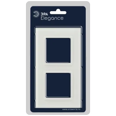 Рамка для розеток и выключателей Elegance 14-5102-01М на 2 поста, стекло, белый матовый+бел.