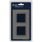 Рамка для розеток и выключателей Elegance 14-5202-16 на 2 поста, металл, титан