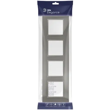 Рамка для розеток и выключателей Elegance 14-5014-16 Classic, на 4 поста, титан