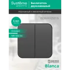 Выключатель BLANCA двухклавишный наружный (схема 5) с изоляционной пластиной 10A 250B антрацит