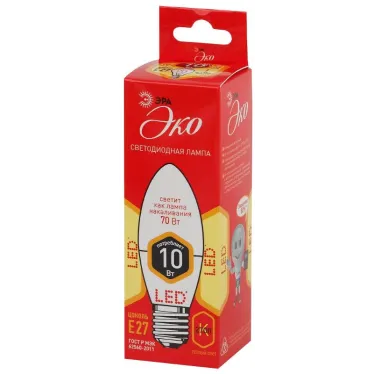 Лампа cветодиодная ECO LED B35-10W-827-E27 (диод, свеча, 10Вт, тепл, E27) (10/100/3500) | Б0032962 | ЭРА