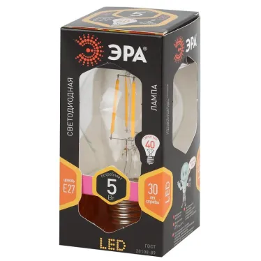 Лампа светодиодная LED 5Вт Е27 220В 2700К F-LED А60 груша | Б0019010 | ЭРА