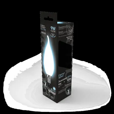 Лампа светодиодная Filament Свеча на ветру 9W 610lm 4100К Е14 milky LED 1/10/50 | 104201209 | Gauss