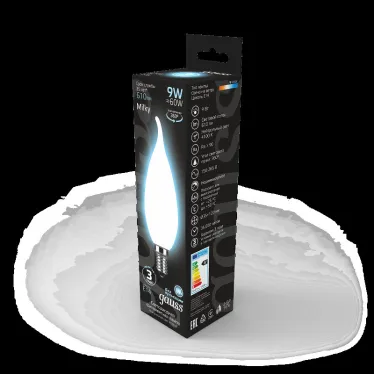 Лампа светодиодная Filament Свеча на ветру 9W 610lm 4100К Е14 milky LED 1/10/50 | 104201209 | Gauss