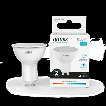 Лампа светодиодная Elementary MR16 11W 850lm 4100K GU10 LED 1/10/100 | 13621 | Gauss
