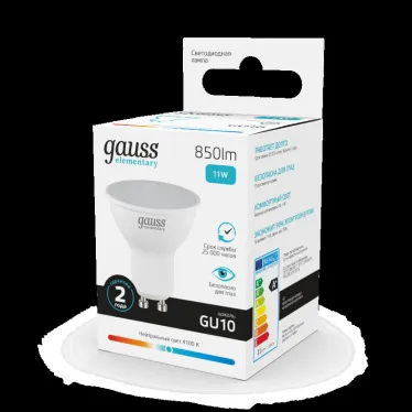 Лампа светодиодная Elementary MR16 11W 850lm 4100K GU10 LED 1/10/100 | 13621 | Gauss