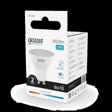 Лампа светодиодная Elementary MR16 11W 850lm 4100K GU10 LED 1/10/100 | 13621 | Gauss