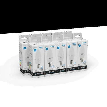 Лампа светодиодная Elementary Свеча 10W 750lm 6500K Е14 LED 1/10/100 | 33130 | Gauss